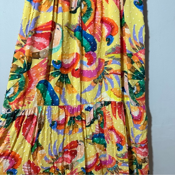 Anthropologie Farm Rio Textured Tropical Yellow Maxi Dress Size XS - Picture 10 of 11
